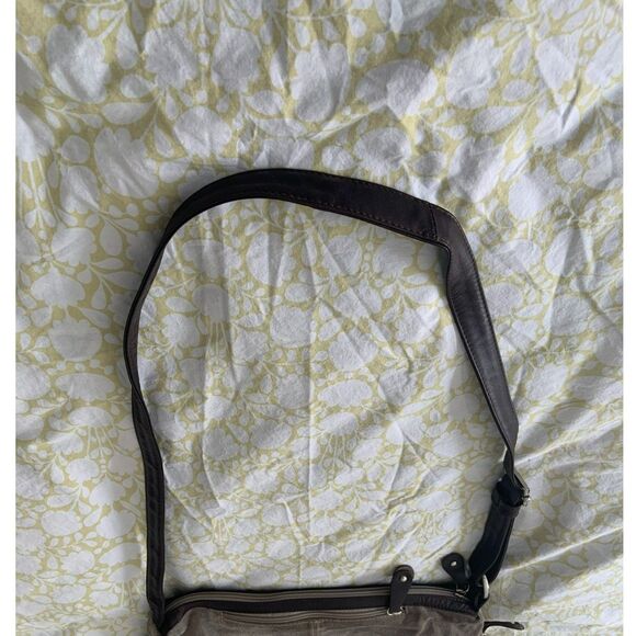 Bruno Rossi Suede Saddle Bag Taupe - Picture 5 of 14